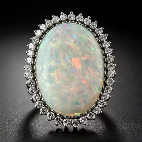 Jewelry - New Luxury 925 Silver Jewelry Oval Cut Opal Ring